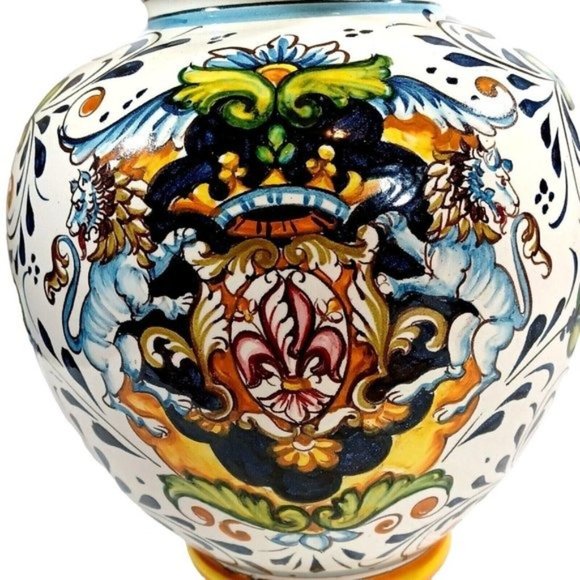 Intrada Toscana Lion Fleur de Lys Crest Cookie Biscotti Jar Vase … - Picture 9 of 14